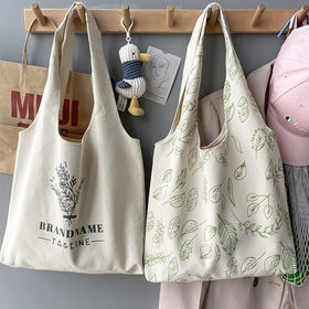 Letter Graphic Canvas Tote Bag