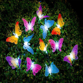 Solar Powered Fairy Lights Butterfly Shaped Multicolored Party Decoration