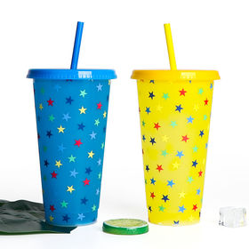  TAL Color Changing Tumbler & Straw Set. 24 oz.- 4 Reusable Cups,  Lids and Straws - Summer Coffee Tumblers - Summer Cups, Set of 4: Home &  Kitchen