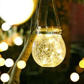 Lampu Solar LED Kreatif Luar Ruangan, Lampu Kaca Retak Solar, Lentera Tenaga Surya Luar Ruangan