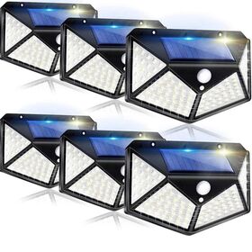 Lâmpada de Parede Solar com Sensor de 100 LEDs, 3 Modos, Impermeável para Jardim Exterior