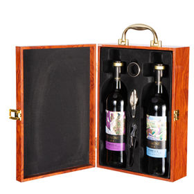 Coffret de rangement en bois pour 2 bouteilles de vin avec poignée