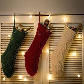 Grandes Chaussettes de Noël en Tricot de 46cm, Sac Cadeau de Décoration d'Intérieur pour Bonbons