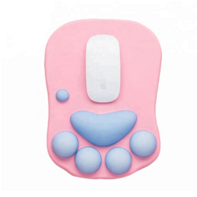 Tapis de Souris Mignon Chat 2026 avec Repose-Poignet, Coussin Ergonomique en Silicone Souple, Tapis de Souris Confortable Antidérapant pour Bureau et Gaming