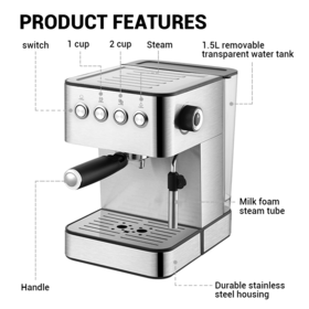 Buy Wholesale China Unique Coffee Machine Multipurpose Latte Cappuccino  Maker Steam Coffee Makers Touchscreen Espresso & Espresso Coffee Maker  Machine at USD 59.5