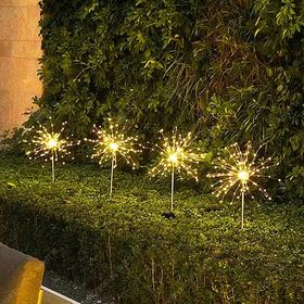 Lampe Solaire Exterieur Jardin 2 Pièces 150 LED Feu d'artifice