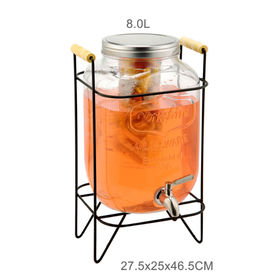 Wholesale Clear Juice Water Glass Drink Dispenser with Ceramic