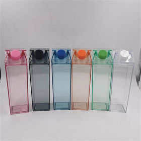 3 Pcs 34 oz Milk Carton Water Bottle Clear Square Milk Bottles