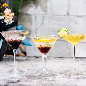 Buy Wholesale China Wholesale Custom Bar Party Coup Long Stem Cocktail  Metallic Martini Glass Cup & Martini Cocktail Wine Glasses at USD 1.5