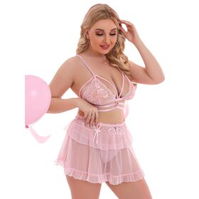Plus Size Lingerie Girl Sexy Teddy Lingeries Lace Breathable Quick