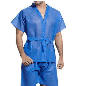 Fato de banho descartável para sauna, roupão, fato de suor, quimono azul não tecido para homens e mulheres