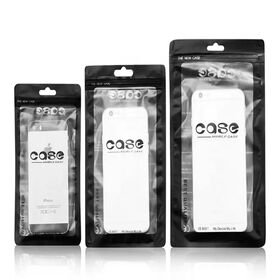 Mobile USB Cable Packaging Bags With Hang Hole 3 Sides Self Seal Pouch Bag Cellphone Bags