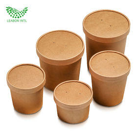 ECO Friendly Kraft Paper Food/Soup Container with Lid (Pack of 500