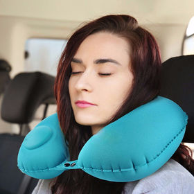 Air Inflatable Pillow Outdoor Travel Portable Folding Double Sides Flocking  Cushion for Travel Plane Hotel Home