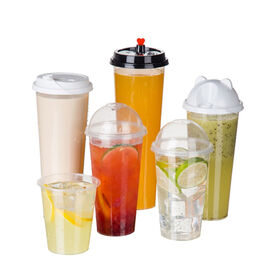 Vente en gros de gobelets PP de 95 mm pour thé aux perles, jetables et pour jus, avec couvercles