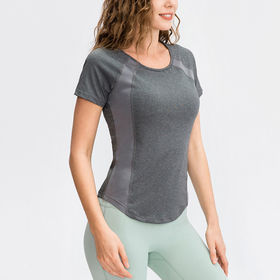 Summer Loose Yoga Shirts Women Short Sleeve Sport T-shirts Textured Curve  Hem Running Shirt U-Neck Gym Fitness Top Blouse Female - AliExpress