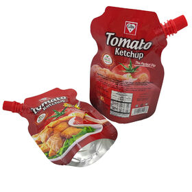 Großhandel, Bestseller, lebensmittelechter Kunststoff-Ausgussbeutel, Lebensmittelverpackungsbeutel, laminierter Kunststoffbeutel für Tomatenketchup mit Ausgusstülle