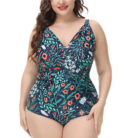 Women's Plus Size High Waisted Tummy Control Swimwear Swimsuit