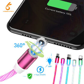 Nuevos productos populares 3 en 1 LED magnético luminoso cable USB de carga rápida para teléfonos móviles