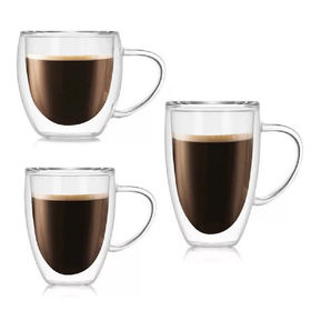 Buy Wholesale China Double Layer Glass Transparent Coffee Mugs With Handle  Heat-resistant Crystal Coffee Glass Tea Cup & Coffee Mugs at USD 0.8