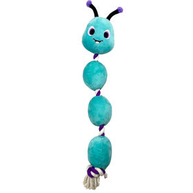 Mainan Anjing Caterpillar Plush Lembut Langsung dari Pabrik dengan Tali Katun untuk Anjing Sedang, Biru
