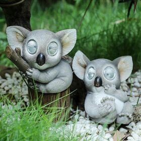 Koala Statue Augen Leuchten Wasserdichte Tierharzstatuen mit Solarbetriebenen LED-Leuchten