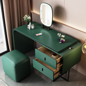 Coiffeuse moderne à maquillage Table avec miroir et ampoules lumière et  tabouret avec coussin en pu personnalisé. - Chine Coiffeuse, coiffeuse  moderne