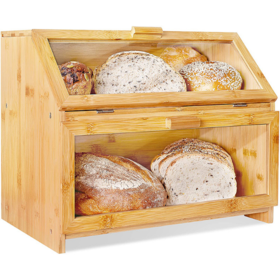 Pantry Bread Box with Divider Clear Food Storage Container Airtight  21.1-Cup