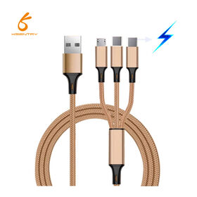 3-in-1 Universal-Ladekabel, Nylon-Geflecht, Schnellladefunktion, IP/Typ C/Micro für Mobiltelefone und Tablets