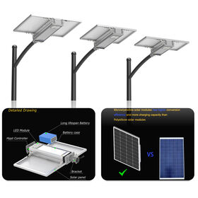 Lampadaires LED Solaires Intégrés Tout-en-Un à Haute Luminosité