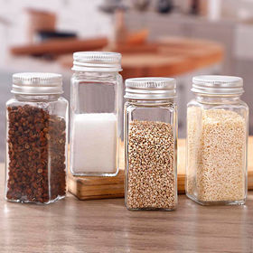 NEX 24Pcs Glass Spice Jars/Bottles 4oz Empty Square Spice