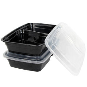 Mdhand Disposable Bento Box 20pcs Compartment with Lid Food Container Lunch Box, Black