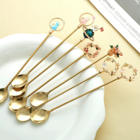 Coffee stirrers, Christmas spoon stainless steel coffee stirring spoon dessert spoon
