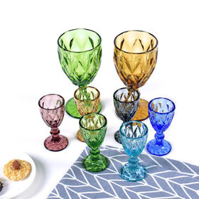 Vintage Style Colored Glass Water Goblet Set of 4 Multi Colors Drinking  Glasses (11 OZ), 11 OZ - Foods Co.