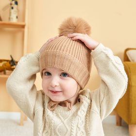 Bonnet en coton doux pour bébé, Bonnet chaud tricoté pour garçon et fille,  couleur unie, pour