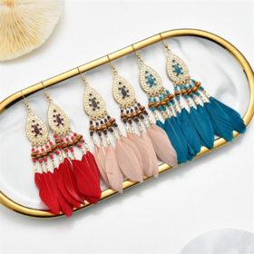 Earrings, Earrings a variety of Feather Earrings Jewelry Bohemian style long Tassel Earrings