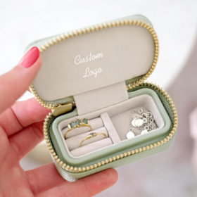 Petite boîte à bijoux en gros avec logo personnalisé et fermeture éclair