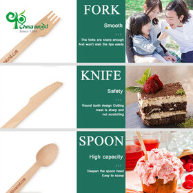 Disposable wooden fork wooden cutlery set 140mm spoon
