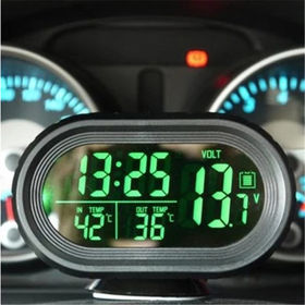 Mini Horloge Electronique Thermomètre Montre de Voiture Tableau de Bord LED  Lumineux Affichage Numérique