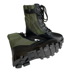 Unbranded Waterproof Army Tactical Boots – Men's Military Combat Hiking Shoes, Leather/Suede, Black