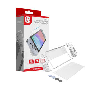 Nintendo Switch OLED 8 in 1 Protection Kit / Glass Screen / Silicone Caps / Crystal Case for sale
