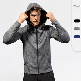 Chaqueta Deportiva de Talla Grande para Hombre, Ideal para Fitness, Running y Entrenamiento, Manga Larga, con Cremallera y Capucha, Casual, de Secado Rápido