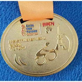 Manufacturer gold medal for sport cycling race Audax Club Rarisien