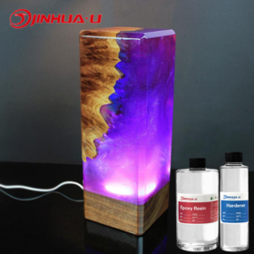 Maxery Wood and Epoxy Resin Lamp, Night Light Home Decor, Resin