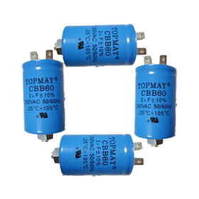 CBB60 Polypropylene Film Capacitor with 250VAC to 500VAC Rated Voltage and 8 to 100uF Capacitance Range