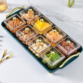 Acrylic 11 Divided Serving Tray with Lid 2 Tiered Snack Tray Food