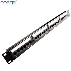 COBTEL 1U Panneau de Brassage Ethernet Cat 6/5e 19 pouces Montage en Rack Keystone UTP RJ45 Serveur de Données
