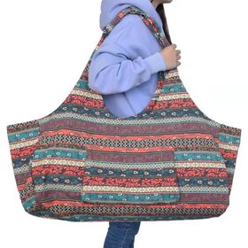 Extra Large Canvas Yoga Mat Tote Bag Carrier with Side Pocket Fits Most Size Mats Patterned