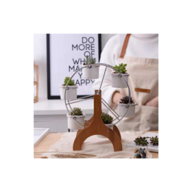 Ferris Wheel Shaped Flower Pot Stands Holder with 6 Round Ceramic Succulent Planter Set