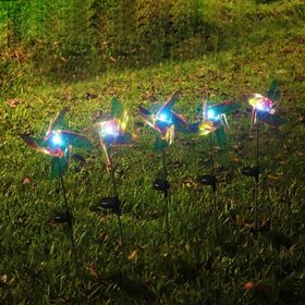 Luz de Cata-vento Solar Giratória Colorida para Decoração de Jardim Exterior